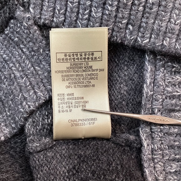 Burberry Brit Double Breasted Thick Wool Sweater Coat Gray Plaid Small Like New - Picture 10 of 12